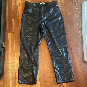 Abercrombie & Fitch Black Straight Leg vegan faux leather Pants-like new